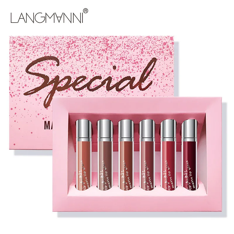 Brand Matte Velvet Sexy Lipgloss Set Cosmetics Lip Tint Waterproof Long Lasting 6pcs Stick Moisturizer Lipstick Makeup Kit | Красота и