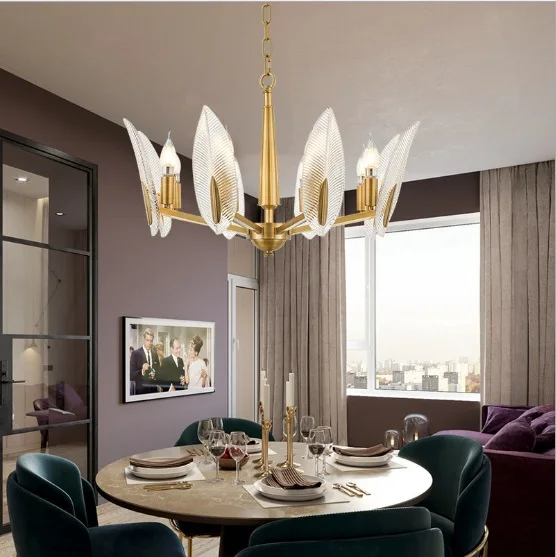 Постмодерн светильник шная медная лампа с перьями и кристаллами простая