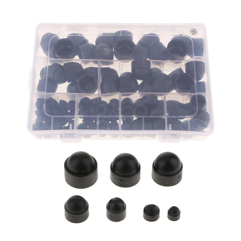 145 шт. купольный болт с шестигранной головкой Гайка колпачки пластиковые черные M4
