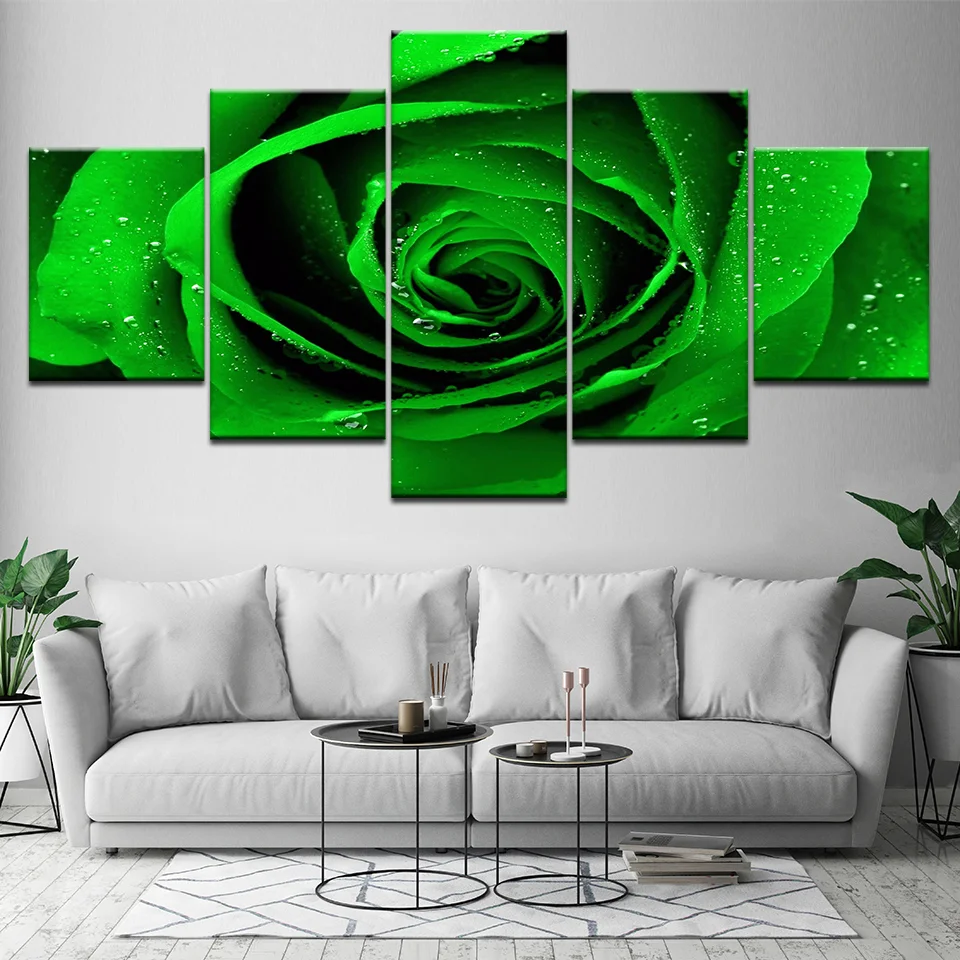 Wall Art Картины 5 шт набор зеленый темно-розовый HD с модульная Картина на холсте для