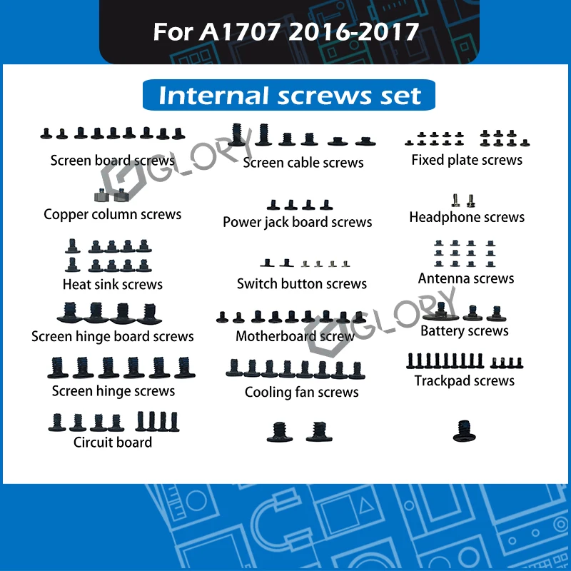 

New Complete internal screws set for Macbook Pro Retina 13" 15" A1706 A1708 A1707 internal screw Replacement 2016 2017