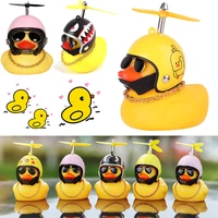 little lovely lucky duck car ornament creative decoration car dashboard toys with helmet and chain funny auto accessories