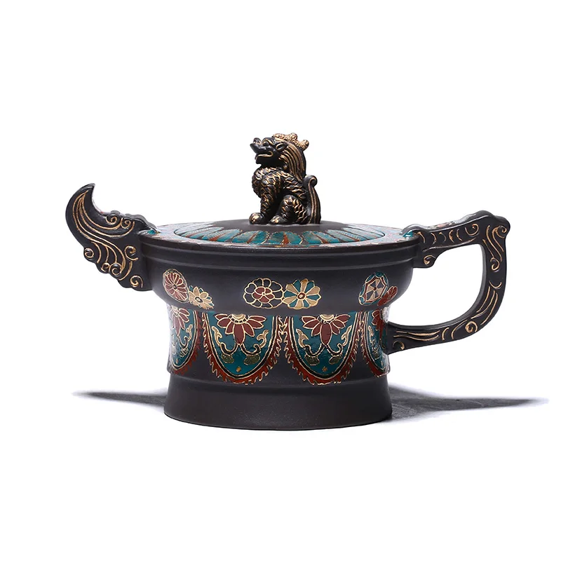 

Longteng China purple clay teapot enamel teapot original black mud changyuehong genuine Yixing handmade teapot