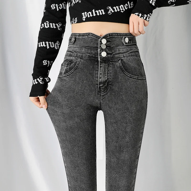 

Женские джинсы с высокой талией, облегающие узкие брюки в Корейском стиле, весна-осень 2021