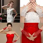 Свадебные перчатки, короткие кружевные, без пальцев, Белый слоновой кости красный, свадебное вечернее платье