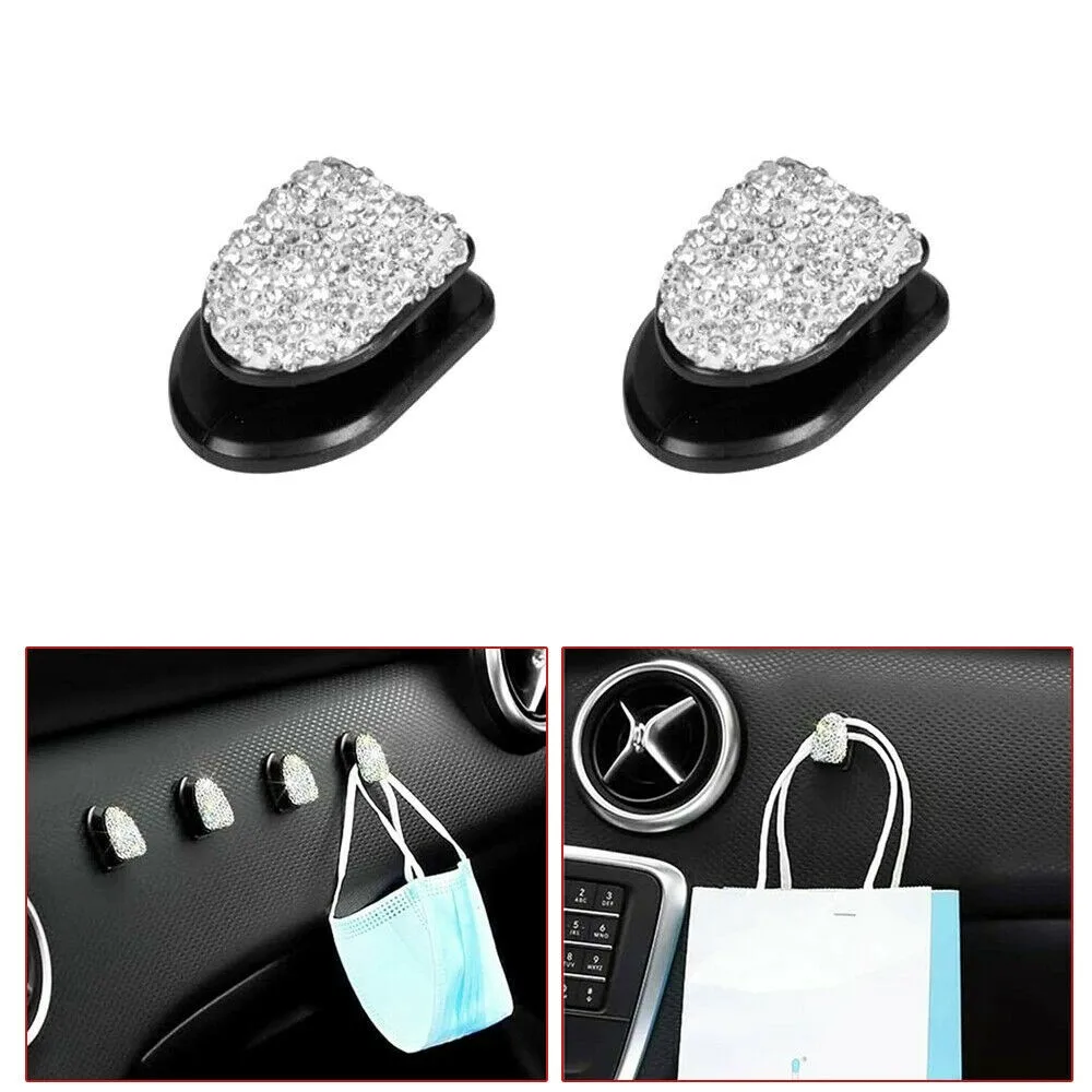 

4pcs Auto Fastener Clip Glasses Holders For Car Sun Visor Sunglasses Mount With Ticket Card Clip ABS+rhinestone