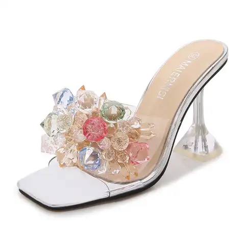 Женские туфли-лодочки на высоком каблуке MAIERNISI, летние туфли-лодочки с кристаллами и цветочным дизайном, большие размеры 44 45 46