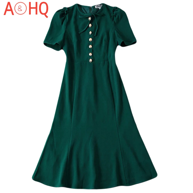 

Kate Middleton Mermaid Milan Runway Designer High Quality Summer New Women'S Fashion Party Sexy Vintage Elegant Chic Green Dress