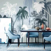 custom 3d mural wallpaper nordic hand painted tropical plants wall paper sticker for living room decoration murales de pared 3d