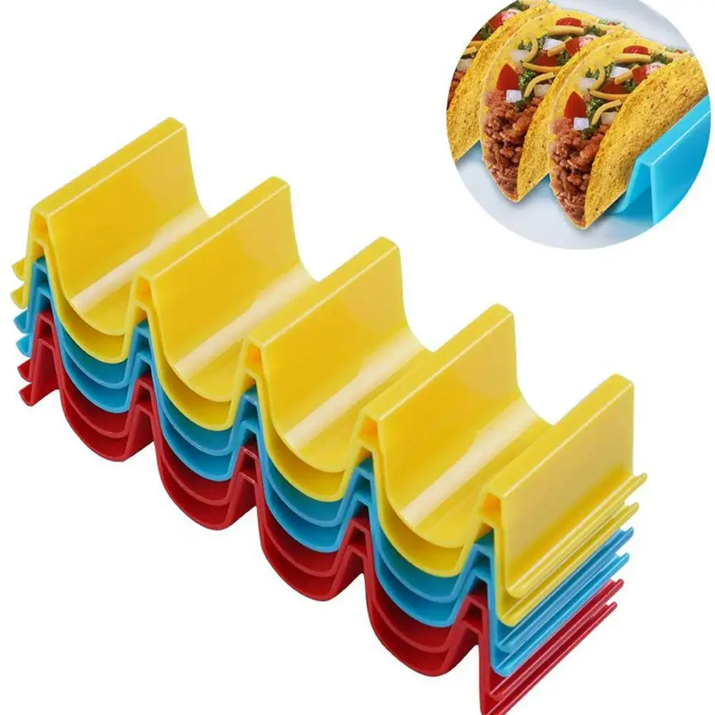 

6PCS Taco Holder Stand Rack Plastic Solid Color Taco Rack 24 Tacos Holding Plate Shop Kitchen Supplies Taco Stand Holder Set