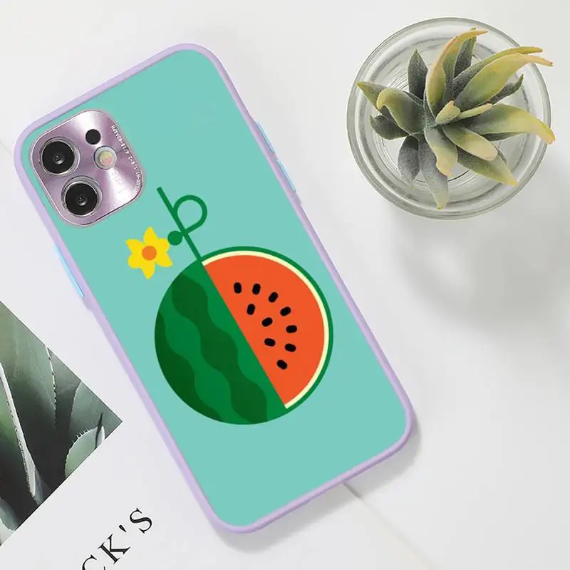 

Fruit Illustration Aesthetics Phone Case For iPhone 12 11 Mini Pro XR XS Max 7 8 Plus X Matte transparent Purple Back Cover