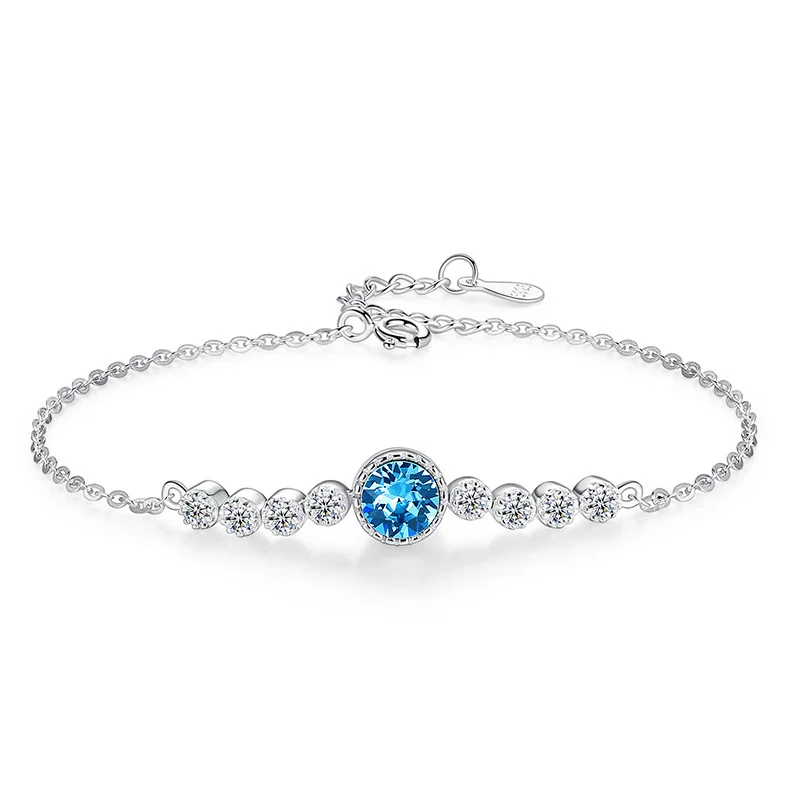 

Ocean Heart S925 Sterling Silver Bracelet Women's Fashion All-match High-end Austrian Crystal Bracelet Student Jewelry