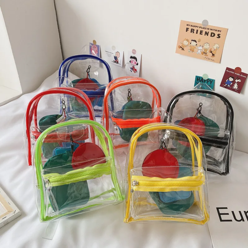 

Kids Mini Backpack Purse Cute PVC School Bags for Girls Kawaii Transparent Jelly School Backpack Children Clear Bag