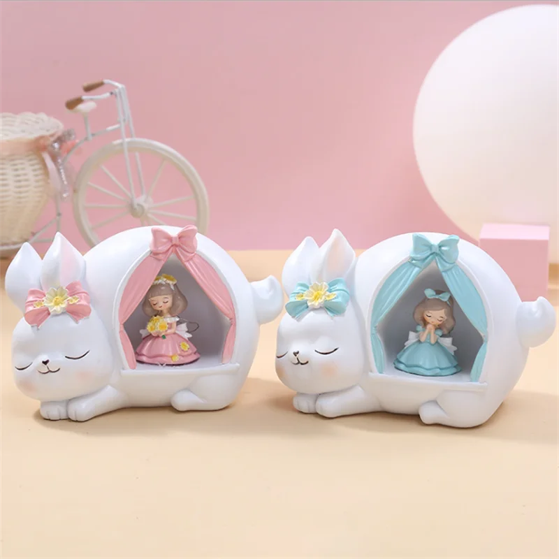 

Cute rabbit star lamp decoration creative princess resin decoration living room home decoration night light birthday gift