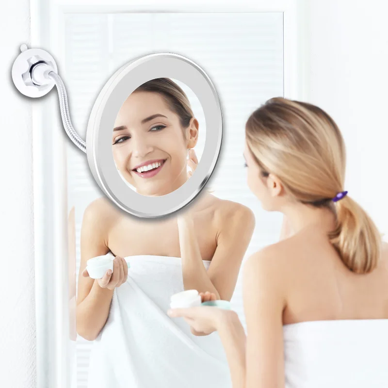 

LED Light Makeup Mirror Flexible 10X Magnifying Mirrors illuminated Magnifying Vanity Mirrors With Light For Bathroom Decoration