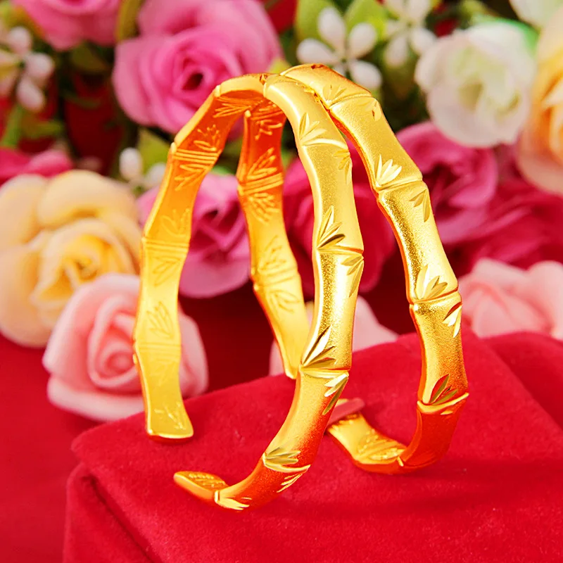 

18K Gold Plated Bamboo Bracelet Women's Bride Vintage Bracelet Bracelet Wedding Engagement Exquisite Gold Jewelry Gift