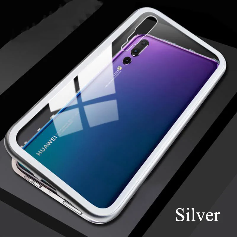 Silver Магнитный адсорбционный металлический чехол для huawei mate 30 20 10 Pro 20X5G Y9 Y5 P Smart Honor 20 Pro 10 Lite 8X чехол для телефона - Цвет: Silver