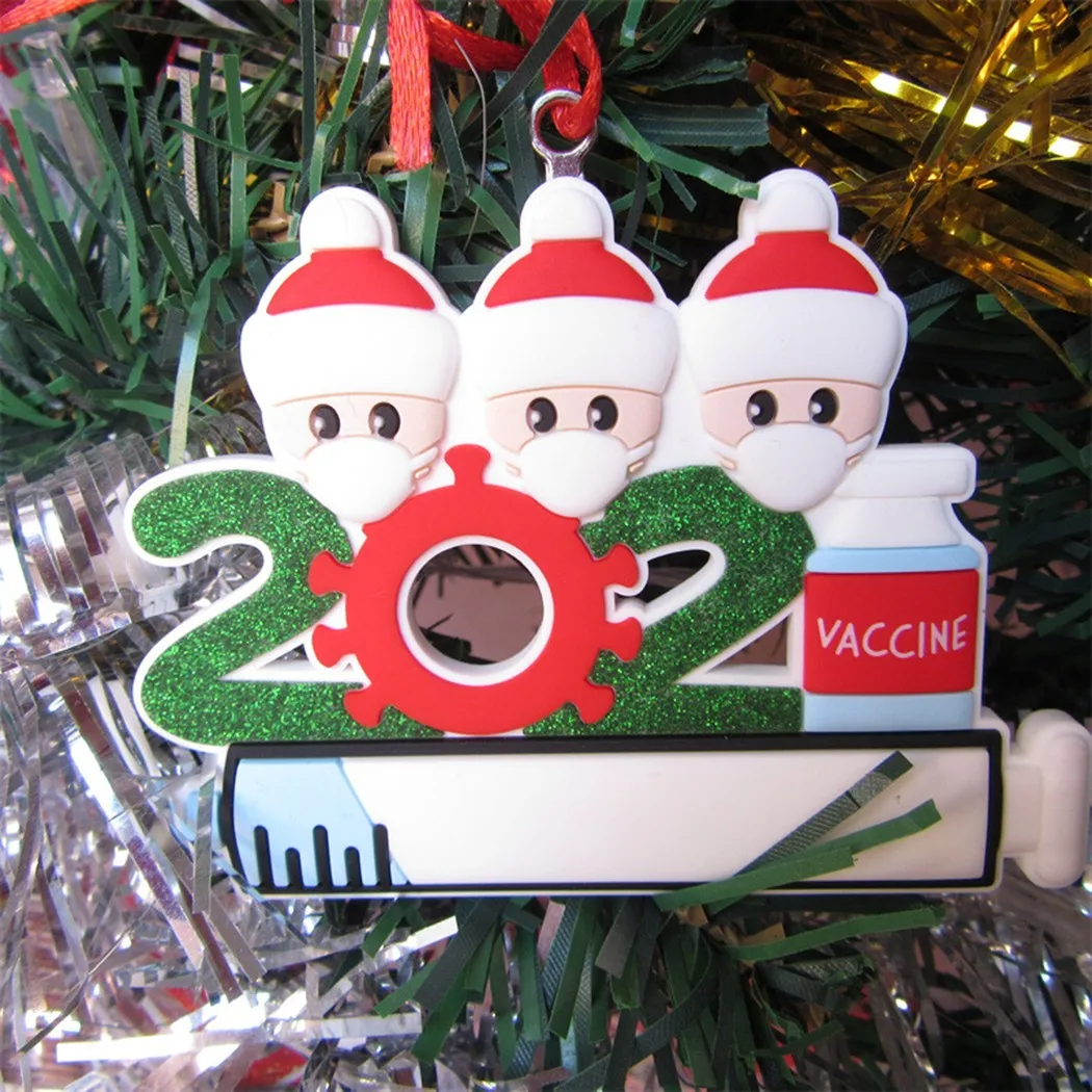 

2021 Quarantine Christmas Ornaments Santa Claus Family With Face Masks Christmas Pendant For Personalized Home Party Decoration