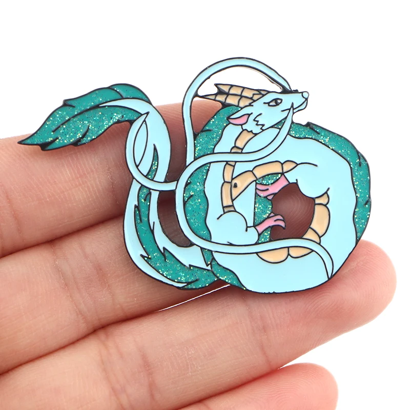 Модные эмалевые булавки и броши DMLSKY с белым драконом булавка на лацкан значок