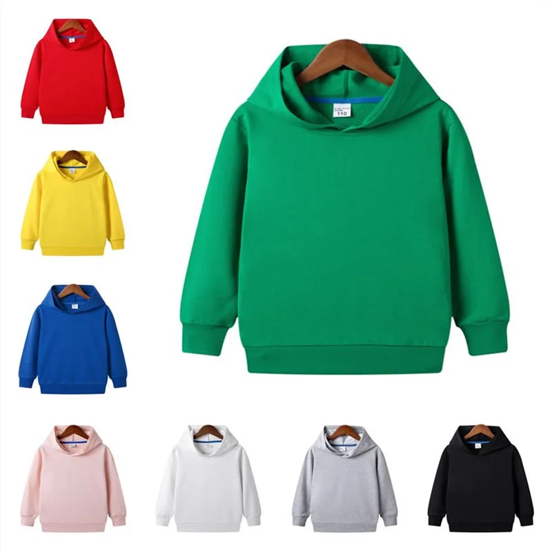 

100% Cotton Baby Sweatshirts 2020 Autumn New Children Girls Solid Color Hooded Sweaters Toddler Hoodies Boys Blank Shirt Custom