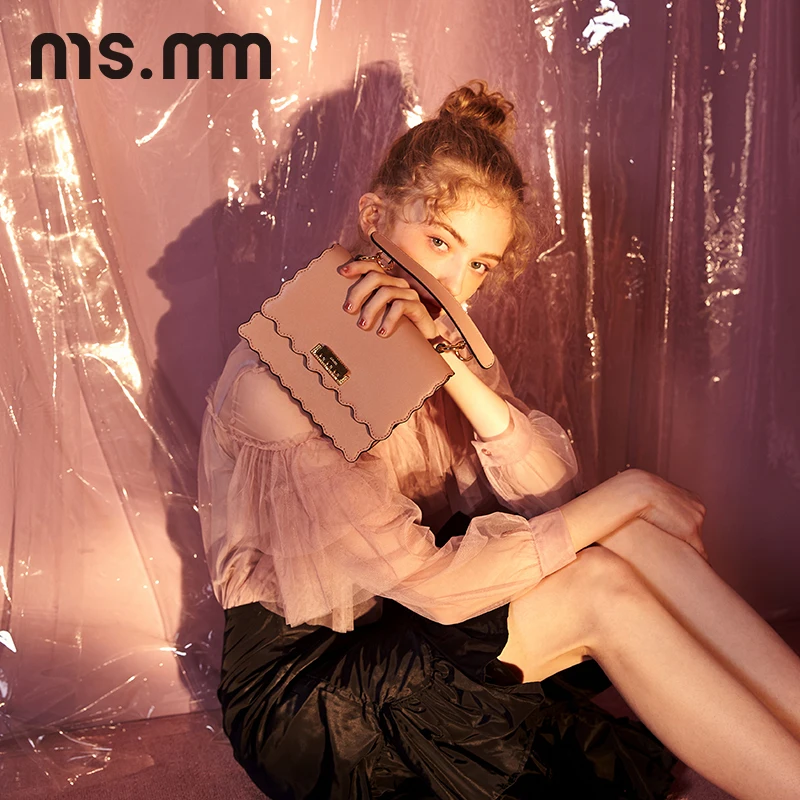 MS. MM замок с алмазами оборками сумки через плечо для женщин натуральная кожа