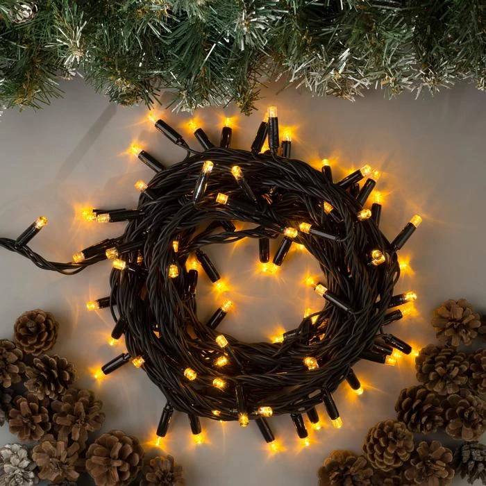 Гирлянда &quotНить&quot 10 м IP65 УМС тёмная нить 100 LED 220 В