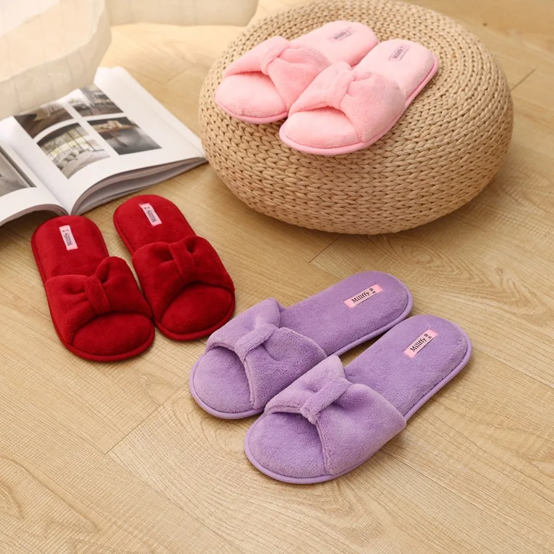 

Summer Four-Color Fingerless Bowknot Girls Home Slippers Cute Bowknot Summer Slippers Soft and Comfortable Home Bowknot Slippers