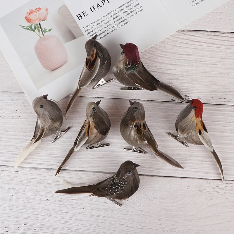 

1pc DIY Cute Artificial Bird Foam Vividly Feather Mini Tit Craft Birds Emulation Decoration Bird Model Artificial Sparrow