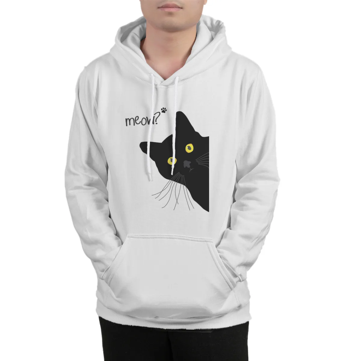 

Men's Hoodie Meow Black CatEssentials Fashion long Sleeve Top quality Spring Men Clothing 37182