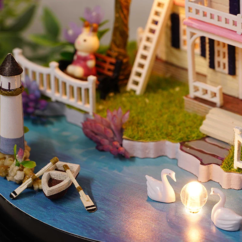 DIY кукольный домик игрушки Миниатюрная модель с 3D мебелью ручной работы