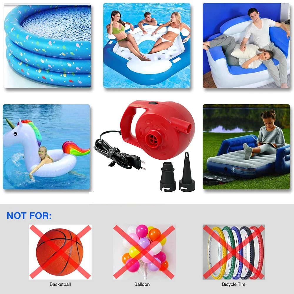

Electric Air Pump for Inflatables 300W Powerful Inflator Pump for Pool Raft Ride-on Swim Ring Quick-refil Inflation Pump