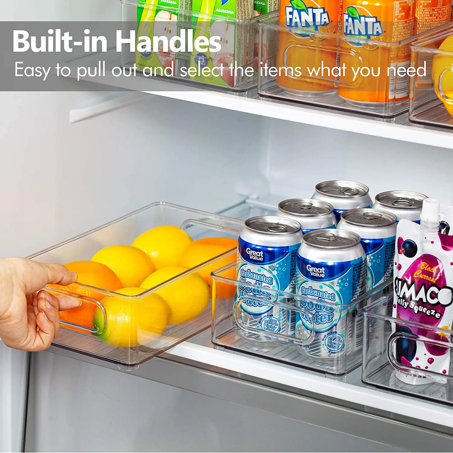 Refrigerator Organizer Bins 6pcs Stackable Clear Plastic Organizers Handles Fridge Pantry Kitchen Cabinet Food Storage Container | Дом и сад