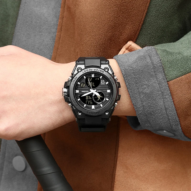 

Outdoor multifunctional sports Men's watches waterproof luminous plastic watch pointer digital dual display LED Electronic watch