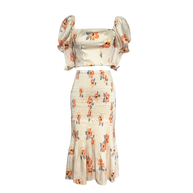 Женский костюм с юбкой 2 шт. весна-лето 2020 квадратный воротник сексуальный