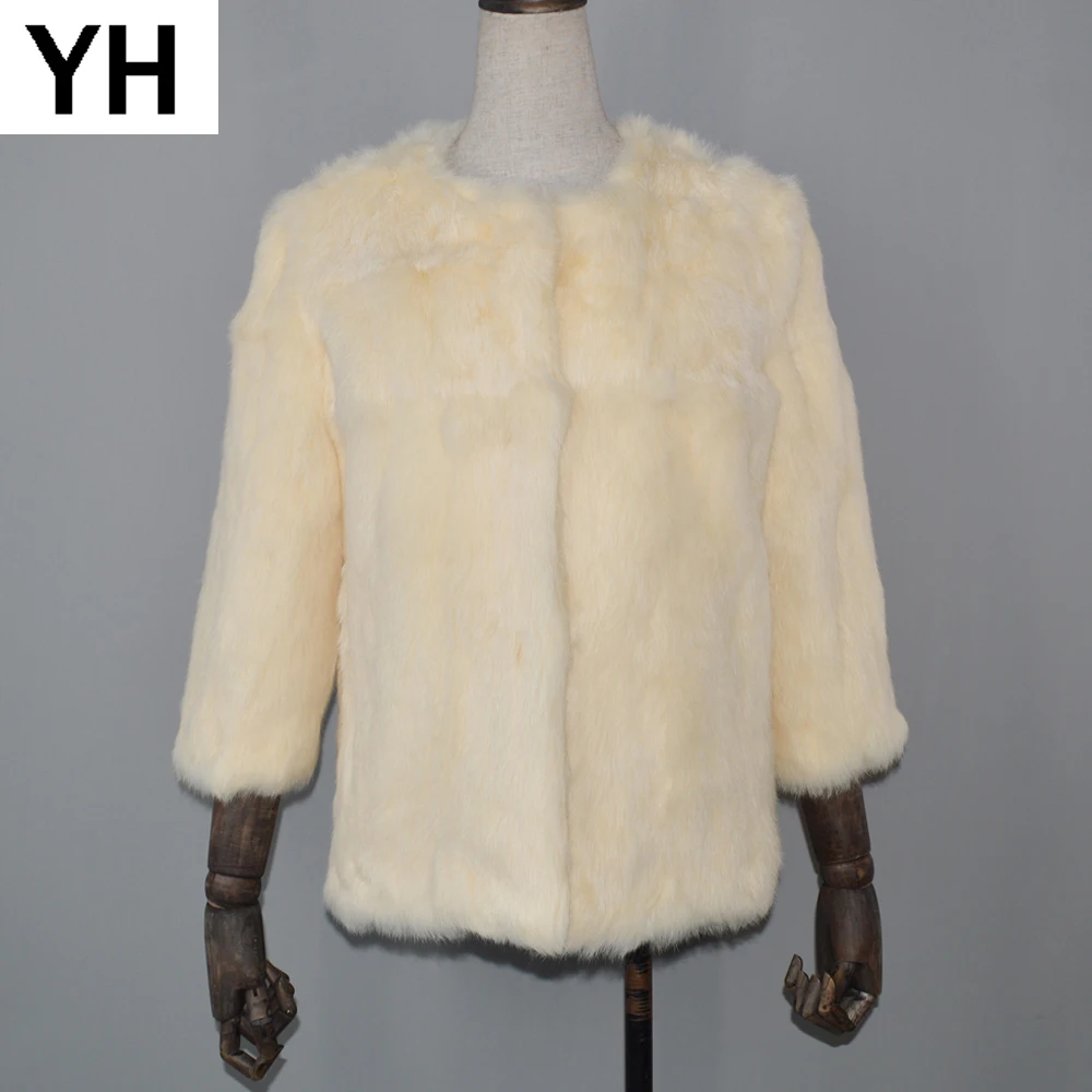 В розницу и оптом женские модные пальто из натурального кроличьего меха Зимний