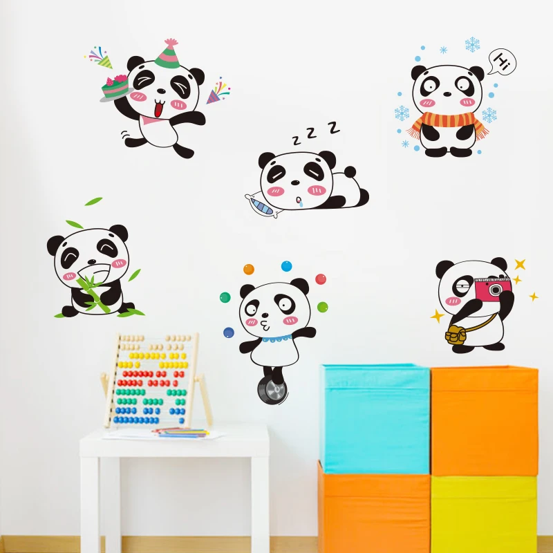 [Shijuekongjian] маленькие панды наклейки на стену винил DIY мультфильм Переводные