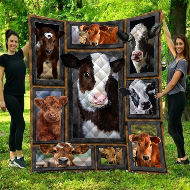 Покрывало для дивана с рисунком крупного рогатого скота детей и взрослых теплые