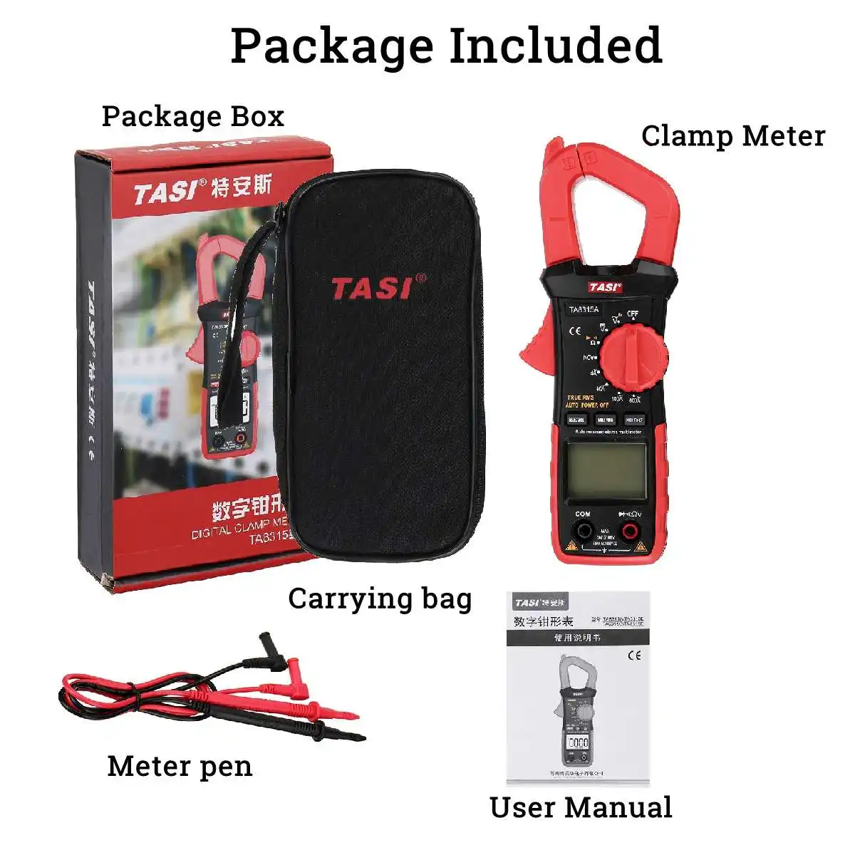 

TA8315A Clamp Meter Multimeter High Precision Digital Ammeter Table AC and DC Universal Automatic Multifunction