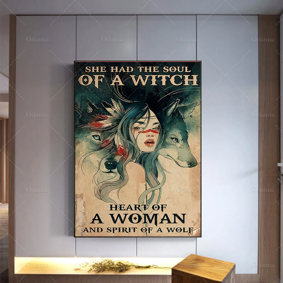 

Witch Poster - She Had The Soul Of A Witch Heart Of A Woman And Spirit Of A Wolf, Witchy Magic Art Print, Wolf Wall ArtPainting