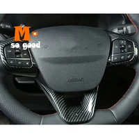 2019 for ford focus auto steering wheel button frame sticker cover trim abs matte carbon fibre car interior accessories