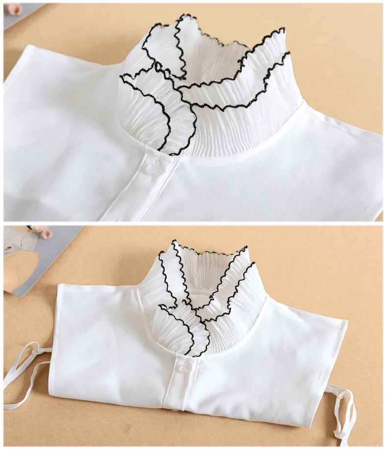 Женская блузка с отложным воротником воротник-обманка белого и черного цвета |