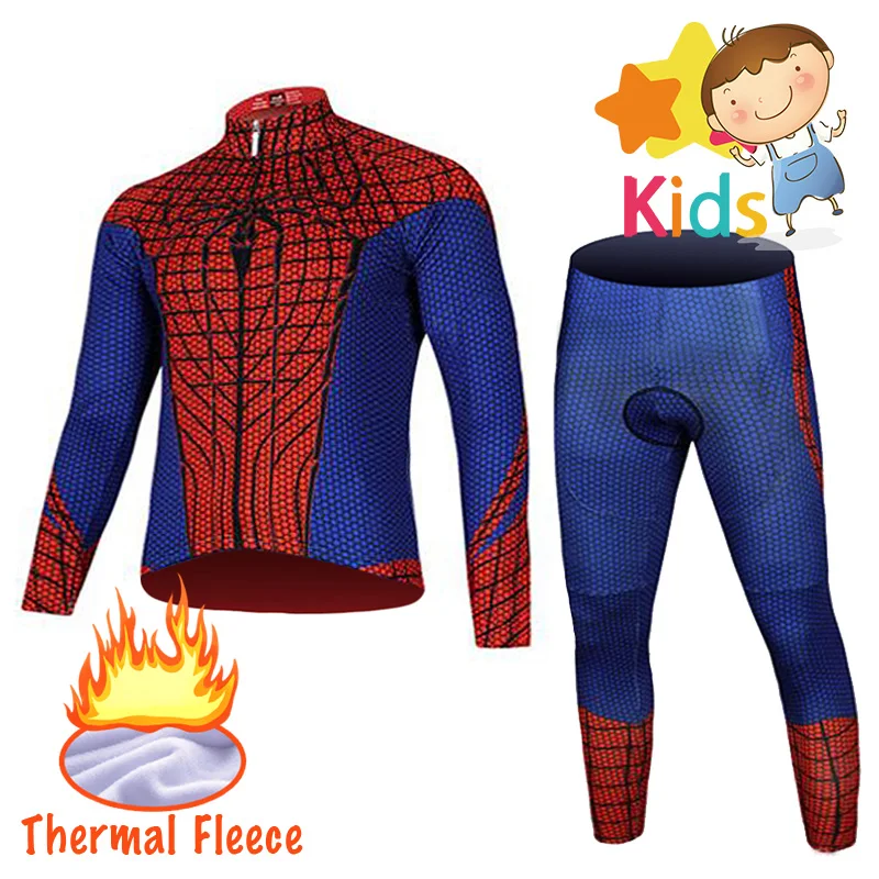 Marvel Мстители Человек паук Велоспорт длинный зимний Термальный флис одежда дети