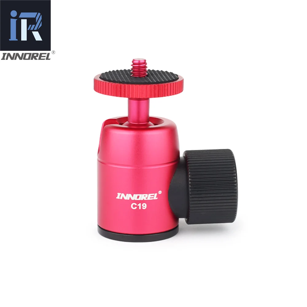 C19 Red 30 24 19 мм мини шаровой головной штатив шаровая Головка для мобильного телефона смартфон Nikon Sony Canon DSLR камера с 1/" до 3/8" адаптером - Цвет: C19 Red