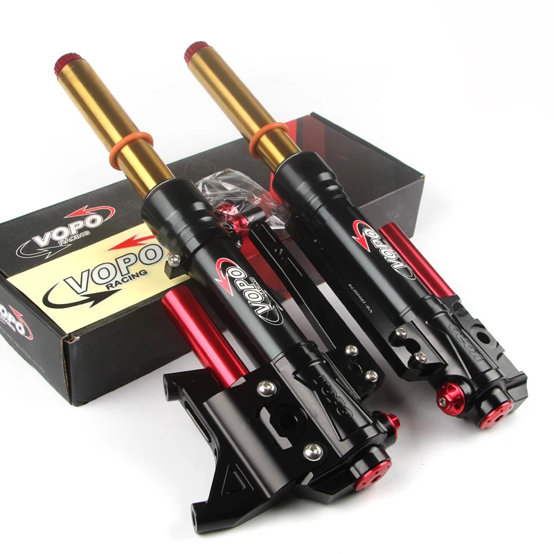 

Vopo Motorcycle Front Fork Front Shock Absorbers 33mm Mount 385mm Eye to Top Double Adjustable for Yamaha Honda Scooter