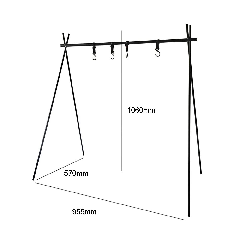 

Outdoor Cookware Hanging Rack Triangular Pot Pan lamp holder Organizer Stand 8kg Bearing Foldable Rack Camping Equipment
