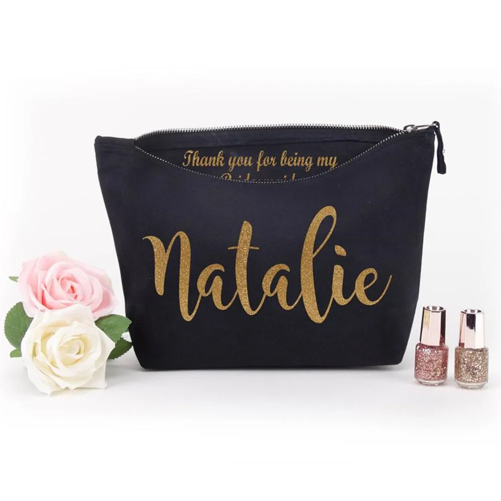 Персонализированные блестящие золотые косметички для подарка на день святого