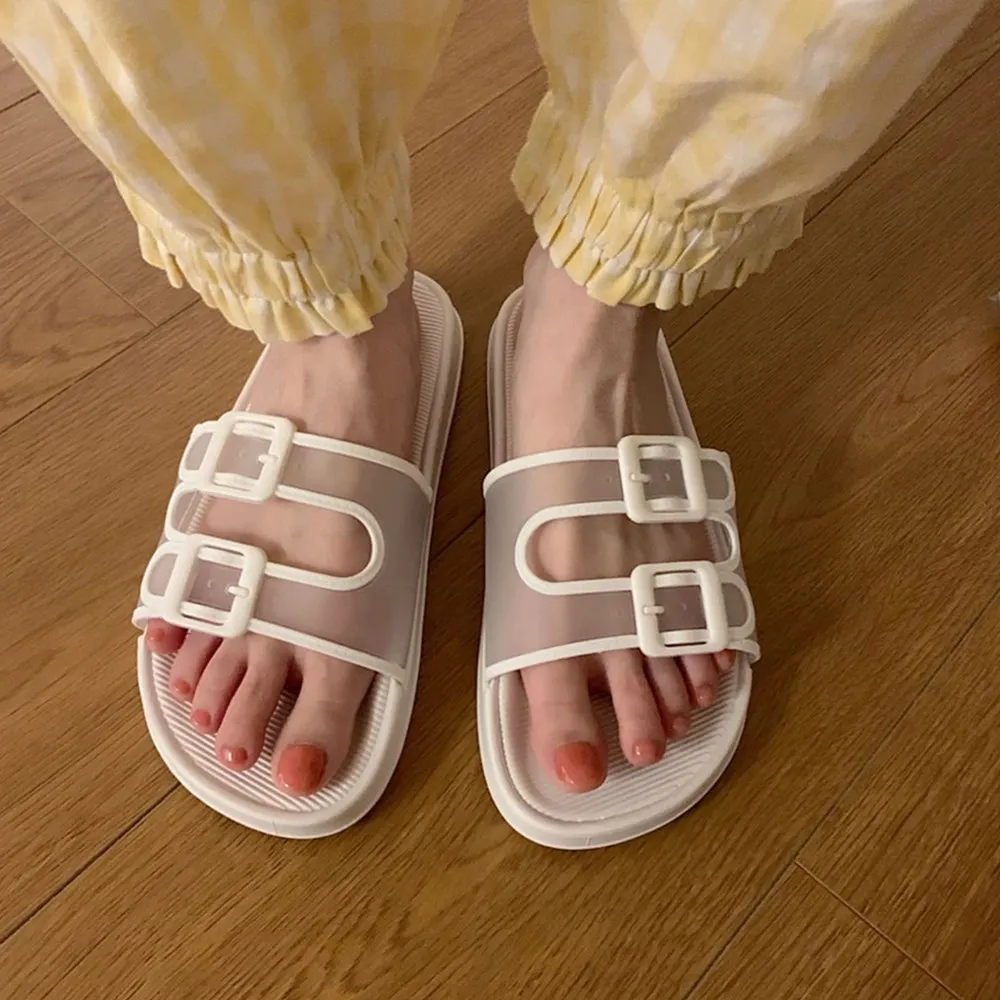 

Outdoor Slides Slippers Female Home Shoes Buckle House Slippers For Women Beach Sandals Non-slip Ladies' Shower Bathroom Slipper