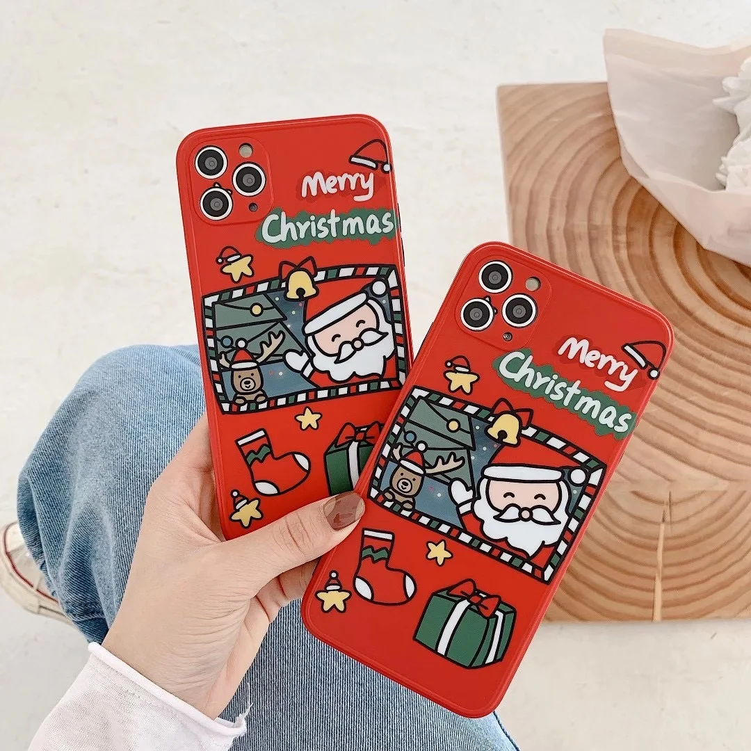 

Merry Christmas Gift Kawaii Anime Phone Case For iPhone 12 11 Pro Max X Xr Xs Max 7 8 Plus Cute Soft Cover Sweet Back Cover
