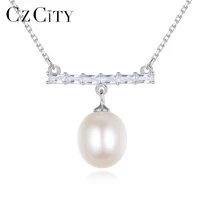 czcity natural pearls pendant necklace for women bridal wedding 925 silver freshwater pearl fine jewelry christmas gifts fn 0202
