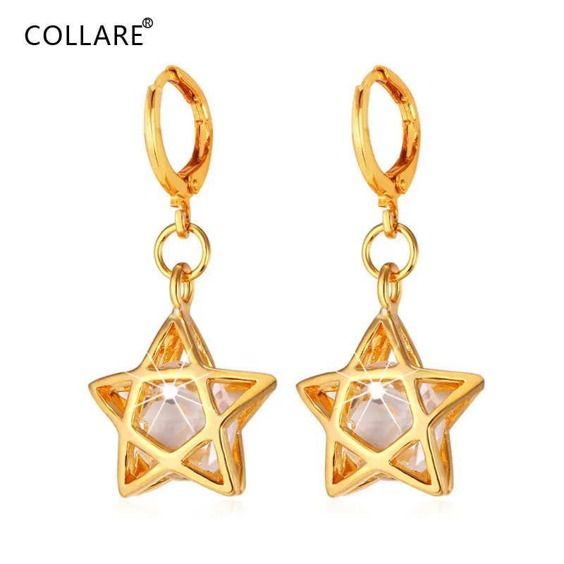 

Collare Star Drop Earrings For Women Gold Color Crystal AAA Cubic Zirconia Dangle Earrings Fashion Jewelry E008